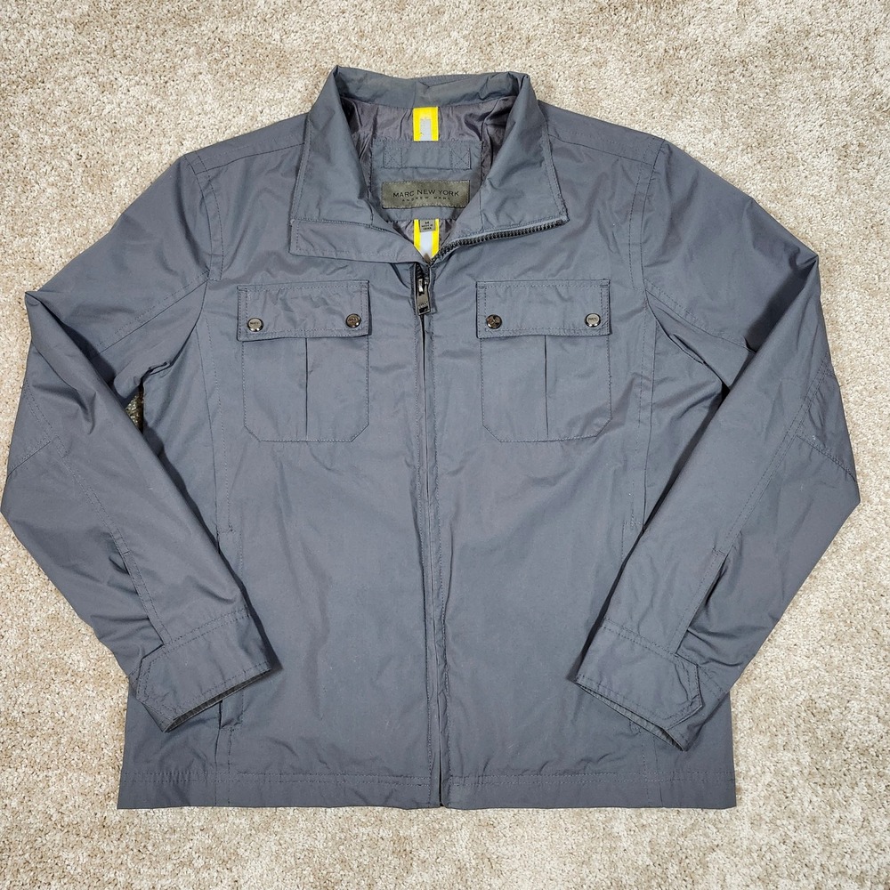 Marc New York Andrew Marc Jacket Coat Full Zip Up Gray Men's Collared Outerwear